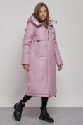 Купить Пальто утепленное молодежное зимнее женское фиолетового цвета 59120F, фото 2