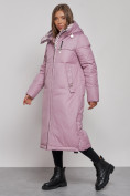 Купить Пальто утепленное молодежное зимнее женское фиолетового цвета 59120F, фото 3