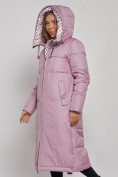 Купить Пальто утепленное молодежное зимнее женское фиолетового цвета 59120F, фото 6