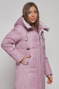Купить Пальто утепленное молодежное зимнее женское фиолетового цвета 59120F, фото 7
