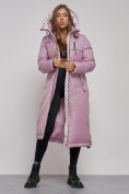 Купить Пальто утепленное молодежное зимнее женское фиолетового цвета 59120F, фото 9
