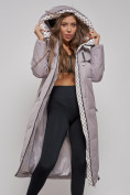 Купить Пальто утепленное молодежное зимнее женское серого цвета 59120Sr, фото 12