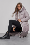 Купить Пальто утепленное молодежное зимнее женское серого цвета 59120Sr, фото 13