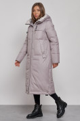 Купить Пальто утепленное молодежное зимнее женское серого цвета 59120Sr, фото 3
