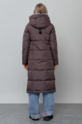 Купить Пальто утепленное молодежное зимнее женское темно-коричневого цвета 59120TK, фото 5