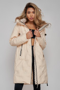 Купить Пальто утепленное молодежное зимнее женское бежевого цвета 59121B, фото 13