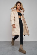 Купить Пальто утепленное молодежное зимнее женское бежевого цвета 59121B, фото 15