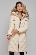 Купить Пальто утепленное молодежное зимнее женское бежевого цвета 59121B, фото 17