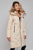 Купить Пальто утепленное молодежное зимнее женское бежевого цвета 59121B, фото 18