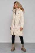 Купить Пальто утепленное молодежное зимнее женское бежевого цвета 59121B, фото 2