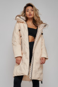 Купить Пальто утепленное молодежное зимнее женское бежевого цвета 59121B, фото 20