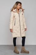 Купить Пальто утепленное молодежное зимнее женское бежевого цвета 59121B, фото 3