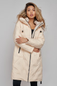 Купить Пальто утепленное молодежное зимнее женское бежевого цвета 59121B, фото 7