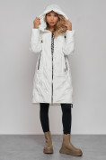 Купить Пальто утепленное молодежное зимнее женское белого цвета 59121Bl, фото 6