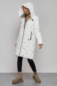 Купить Пальто утепленное молодежное зимнее женское белого цвета 59121Bl, фото 8