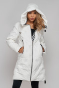 Купить Пальто утепленное молодежное зимнее женское белого цвета 59121Bl, фото 9