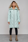 Купить Пальто утепленное молодежное зимнее женское бирюзового цвета 59121Br