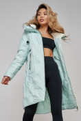 Купить Пальто утепленное молодежное зимнее женское бирюзового цвета 59121Br, фото 18