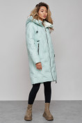 Купить Пальто утепленное молодежное зимнее женское бирюзового цвета 59121Br, фото 2