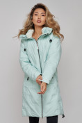 Купить Пальто утепленное молодежное зимнее женское бирюзового цвета 59121Br, фото 21