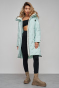 Купить Пальто утепленное молодежное зимнее женское бирюзового цвета 59121Br, фото 23