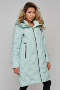Купить Пальто утепленное молодежное зимнее женское бирюзового цвета 59121Br, фото 25
