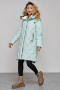 Купить Пальто утепленное молодежное зимнее женское бирюзового цвета 59121Br, фото 3