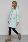 Купить Пальто утепленное молодежное зимнее женское бирюзового цвета 59121Br, фото 6