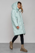 Купить Пальто утепленное молодежное зимнее женское бирюзового цвета 59121Br, фото 7
