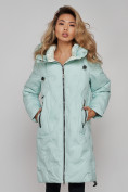 Купить Пальто утепленное молодежное зимнее женское бирюзового цвета 59121Br, фото 8