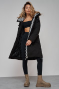 Купить Пальто утепленное молодежное зимнее женское черного цвета 59121Ch, фото 19