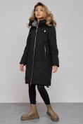 Купить Пальто утепленное молодежное зимнее женское черного цвета 59121Ch, фото 2