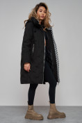 Купить Пальто утепленное молодежное зимнее женское черного цвета 59121Ch, фото 21