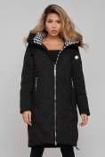 Купить Пальто утепленное молодежное зимнее женское черного цвета 59121Ch, фото 5