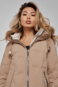 Купить Пальто утепленное молодежное зимнее женское бежевого цвета 59122B, фото 14