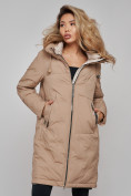 Купить Пальто утепленное молодежное зимнее женское бежевого цвета 59122B, фото 17