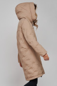 Купить Пальто утепленное молодежное зимнее женское бежевого цвета 59122B, фото 18