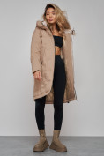 Купить Пальто утепленное молодежное зимнее женское бежевого цвета 59122B, фото 20