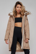 Купить Пальто утепленное молодежное зимнее женское бежевого цвета 59122B, фото 23