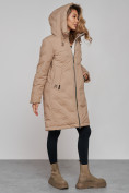 Купить Пальто утепленное молодежное зимнее женское бежевого цвета 59122B, фото 6