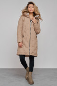 Купить Пальто утепленное молодежное зимнее женское бежевого цвета 59122B, фото 8