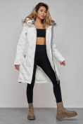 Купить Пальто утепленное молодежное зимнее женское белого цвета 59122Bl, фото 16