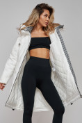 Купить Пальто утепленное молодежное зимнее женское белого цвета 59122Bl, фото 17