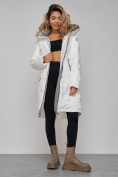 Купить Пальто утепленное молодежное зимнее женское белого цвета 59122Bl, фото 18