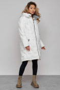 Купить Пальто утепленное молодежное зимнее женское белого цвета 59122Bl, фото 2