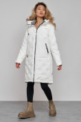 Купить Пальто утепленное молодежное зимнее женское белого цвета 59122Bl, фото 20