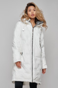 Купить Пальто утепленное молодежное зимнее женское белого цвета 59122Bl, фото 22