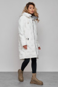 Купить Пальто утепленное молодежное зимнее женское белого цвета 59122Bl, фото 3