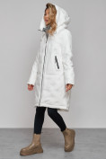Купить Пальто утепленное молодежное зимнее женское белого цвета 59122Bl, фото 6