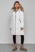 Купить Пальто утепленное молодежное зимнее женское белого цвета 59122Bl, фото 7